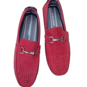 FARANZI,MOC TOE-SLIP ON-DRV-SHOES- Red. Size 11